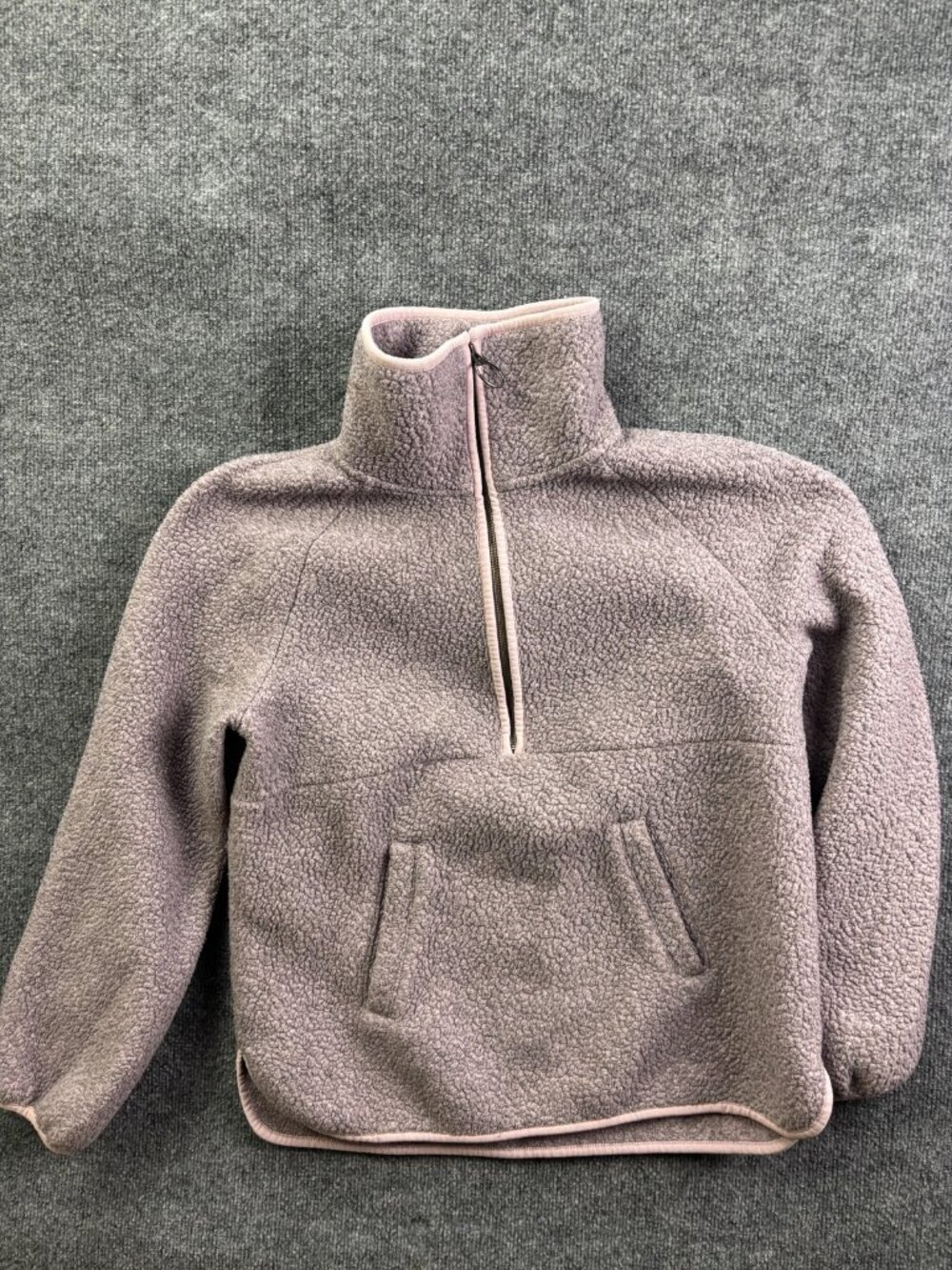Madewell Jacket Womens‎ Large Purple Sherpa Fleece 1/2 Zip Pullover Pockets